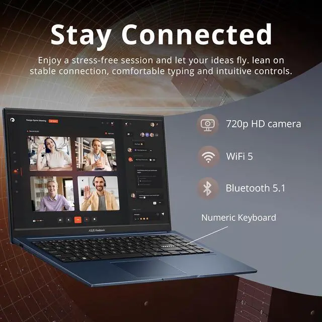 Alt view image 5 of 7 - ASUS Vivobook 15 Business Laptop, 15.6" FHD Display, Intel i5-1235U, 16GB RAM, 672GB Storage(512GB SSD+160GB Docking Station Set), Intel Iris Xe Graphics, HD Camera, Num Pad, WiFi 5, Win 11, Blue