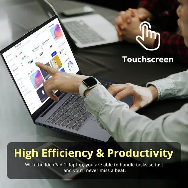 Alt view image 6 of 7 - Lenovo IdeaPad 1i 15.6" FHD Touchscreen Laptop, Intel i5-1235U, 16GB RAM, 672GB Storage(512GB SSD+160GB Docking Station Set), Intel Iris Xe Graphics, Num Pad, Dolby Audio, Wi-Fi 6, Win 11, Abyss Blue
