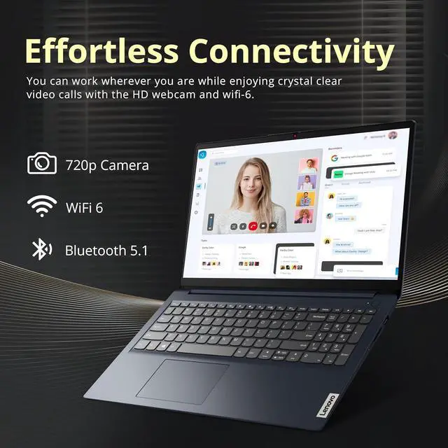 Alt view image 4 of 7 - Lenovo IdeaPad 1i 15.6" FHD Touchscreen Laptop, Intel i5 1235U, 8GB RAM, 672GB Storage(512GB SSD + 160GB Docking Station), Intel Iris Xe Graphics, HD Camera, Dolby Audio, Wi-Fi 6, Win 11 Pro, Blue