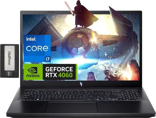 Main image of acer Nitro V15 15.6" FHD 144Hz Gaming Laptop, Intel i7-13620H, 16GB DDR5 RAM, 512GB SSD, NVIDIA GeForce RTX 4060, Backlit Keyboard, Wi-Fi 6, Win 11 Pro, Black, 256GB Docking Station Set