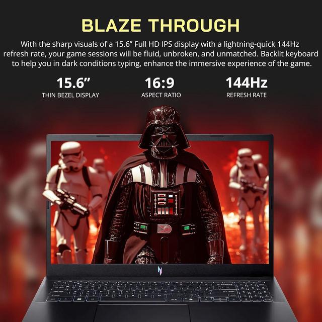 Alt view image 4 of 7 - acer Nitro 15.6" FHD IPS 144Hz Gaming Laptop, Intel i7-13620H, 64GB DDR5, 2TB SSD, NVIDIA GeForce RTX 4060, Keyboard Backlight, Wi-Fi 6, HD Webcam, Windows 11 Home, Black, 256GB Docking Station Set