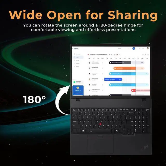 Alt view image 6 of 7 - Lenovo ThinkPad T16 G3 16" WUXGA Laptop, Intel Ultra 5 125U, 32GB DDR5, 1.28TB Storage(1TB SSD+288GB Docking Station Set), Backlit Keyboard, Fingerprint Reader, Wi-Fi 6, Windows 11 Pro, Black