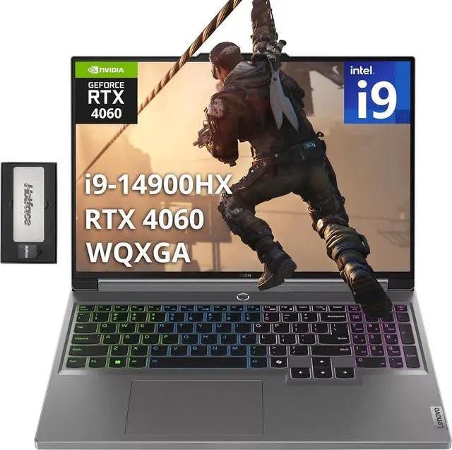 Main image of Lenovo Legion 5 16" WQXGA 165Hz Gaming Laptop, Intel i9-14900HX, 32GB DDR5, 1TB SSD, NVIDIA GeForce RTX 4060 8GB GDDR6, 4-Zone RGB Backlit Keyboard, Win 11, Gray, 256GB Docking Station Set