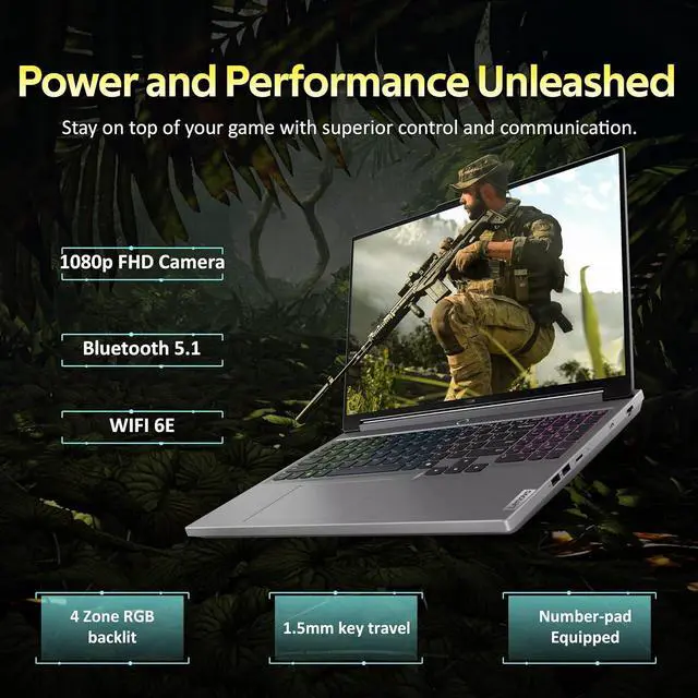 Alt view image 6 of 7 - Lenovo Legion 5 16" WQXGA 165Hz Gaming Laptop, Intel i9-14900HX, 32GB DDR5, 1TB SSD, GeForce RTX 4060, 4-Zone RGB Backlit Keyboard, Wi-Fi 6E, Webcam, Win 11 Pro, Gray, 256GB Docking Station Set