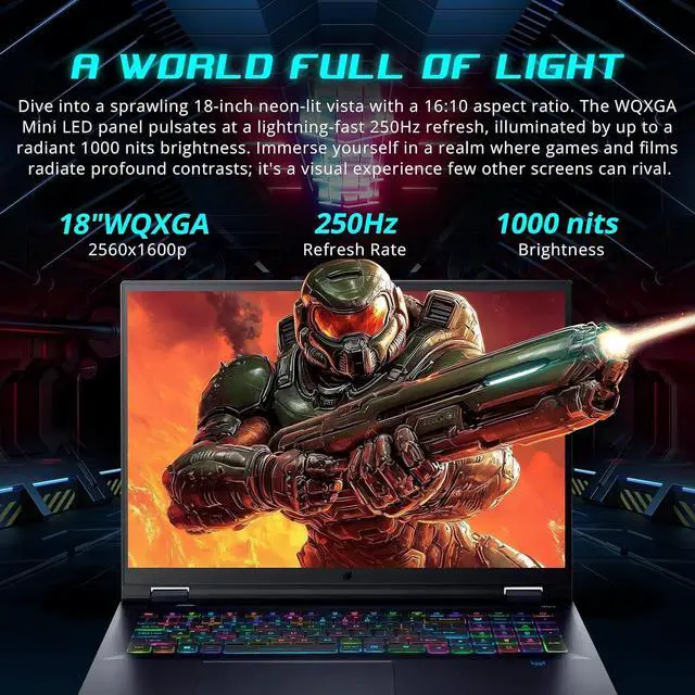 Alt view image 4 of 7 - acer Predator Helios 18 Gaming Laptop, 18" WQXGA 250Hz Display, Intel i9-14900HX, GeForce RTX 4090, 64GB DDR5, 4TB SSD, Per-Key RGB Keyboard, Wi-Fi 7, Win 11 Pro, Black, 256GB Docking Station Set