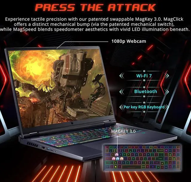 Alt view image 6 of 7 - acer Predator Helios 18 Gaming Laptop, 18" WQXGA 250Hz Display, Intel i9-14900HX, GeForce RTX 4090, 64GB DDR5, 4TB SSD, Per-Key RGB Keyboard, Wi-Fi 7, Win 11 Pro, Black, 256GB Docking Station Set