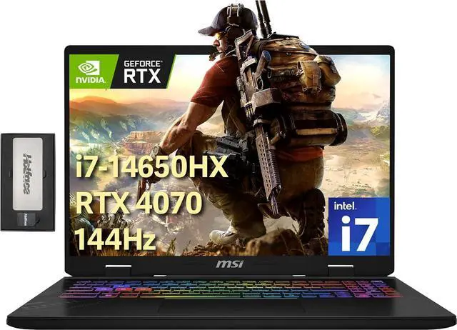 Main image of MSI Crosshair 16" 144Hz FHD+ Gaming Laptop, Intel i7-14650HX, 32GB DDR5, 1TB SSD, GeForce RTX 4070, 24-Zone RGB Backlit Keyboard, Cooler Boost 5, Wi-Fi 6E, Win 11, Gray, 256GB Docking Station Set