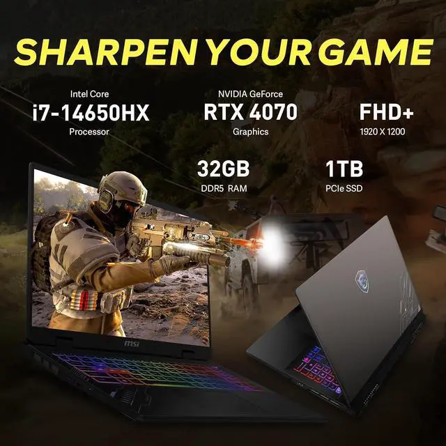 Alt view image 3 of 7 - MSI Crosshair 16" 144Hz FHD+ Gaming Laptop, Intel i7-14650HX, 32GB DDR5, 1TB SSD, GeForce RTX 4070, 24-Zone RGB Backlit Keyboard, Cooler Boost 5, Wi-Fi 6E, Win 11, Gray, 256GB Docking Station Set