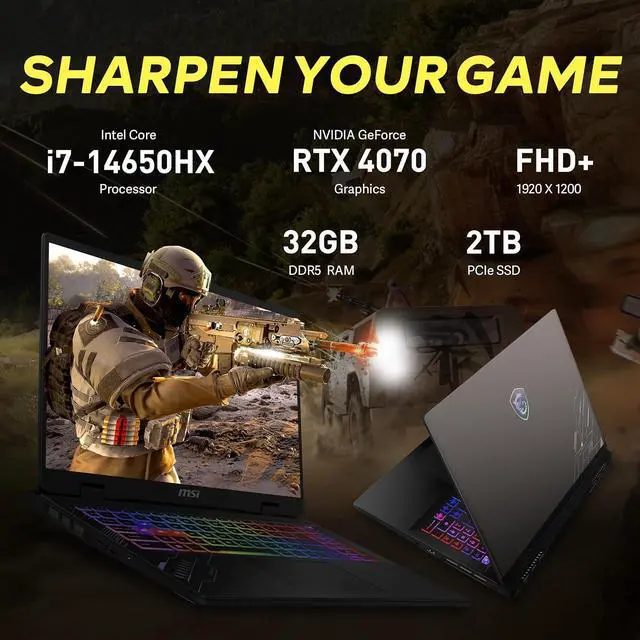 Alt view image 3 of 7 - MSI Crosshair 16" 144Hz FHD+ Gaming Laptop, Intel i7-14650HX, 32GB DDR5, 2TB SSD, NVIDIA GeForce RTX 4070, 24-Zone RGB Backlit Keyboard, Wi-Fi 6E, Win 11 Pro, Gray, 256GB Docking Station Set