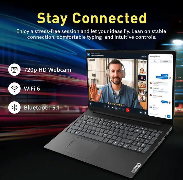 Alt view image 5 of 7 - Lenovo V15 Gen 4 15.6" FHD Anti-Glare Laptop, Intel i5-13420H, 40GB DDR4 RAM, 1.16TB Storage (1TB SSD+160GB Docking Station Set), Intel UHD Graphics, Number Pad, Webcam, Windows 11 Pro, Black