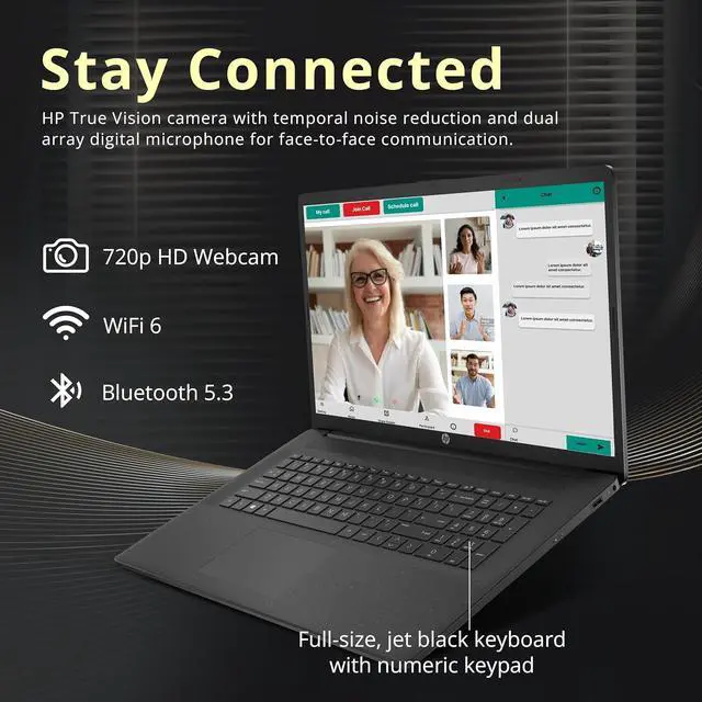 Alt view image 5 of 7 - HP 17.3" FHD IPS Anti-Glare Laptop, AMD Ryzen 7 7730U, 32GB RAM, 1.28TB Storage (1TB SSD+288GB Docking Station Set), AMD Radeon Graphics, Number Pad, Wi-Fi 6, HD Camera, Win 11, Black