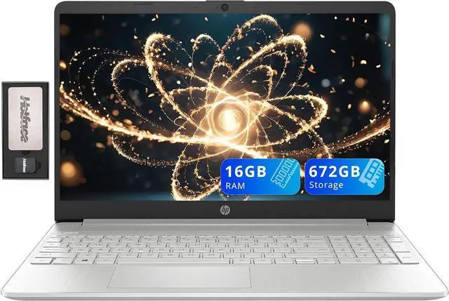 Main image of HP 15.6" FHD Anti-Glare Laptop, Intel i3-1215U, 16GB DDR4 RAM, 672GB Storage(512GB SSD + 160GB Docking Station Set), Intel UHD Graphics, Full Size Keyboard, Webcam, Windows 11, Silver