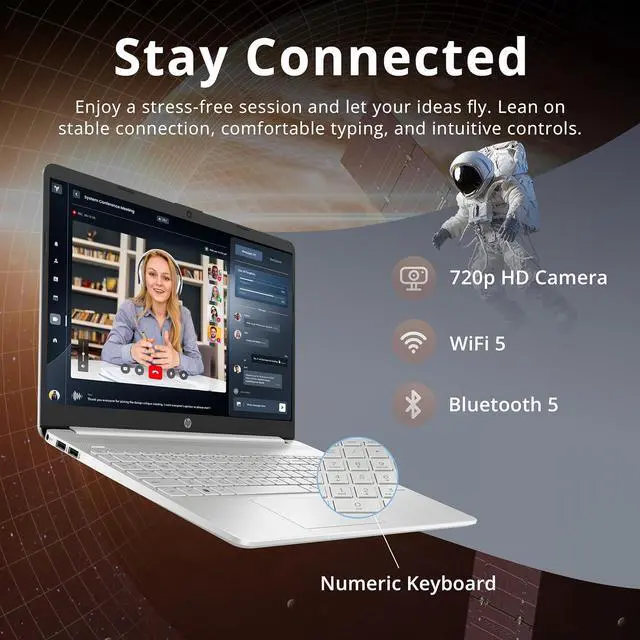 Alt view image 5 of 7 - HP 15.6" FHD Anti-Glare Laptop, Intel i3-1215U, 32GB DDR4 RAM, 1.16TB Storage(1TB SSD + 160GB Docking Station Set), Intel UHD Graphics, Full Size Keyboard, Webcam, Windows 11, Silver