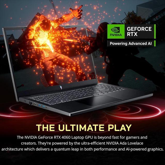 Alt view image 5 of 7 - acer Nitro V 15 15.6" FHD IPS 144Hz Gaming Laptop, Intel i9-13900H, 32GB DDR5, 1TB SSD, NVIDIA GeForce RTX 4060, Backlit Keyboard, Wi-Fi 6, Webcam, Win 11, Black, 256GB Docking Station Set