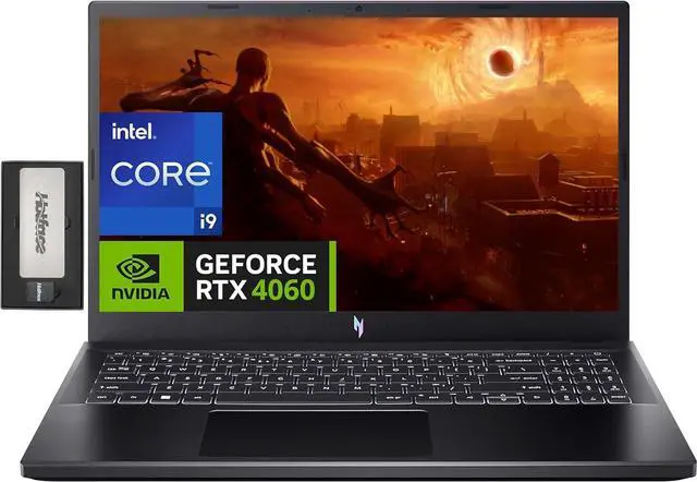 Main image of acer Nitro V 15 15.6" FHD IPS 144Hz Gaming Laptop, Intel i9-13900H, 32GB DDR5, 2TB SSD, GeForce RTX 4060 8GB GDDR6, Backlit Keyboard, Wi-Fi 6, Win 11 Pro, Black, 256GB Docking Station Set