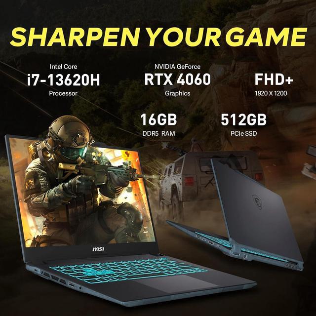 Alt view image 3 of 7 - MSI Cyborg 14 Gaming Laptop, 14" 144Hz IPS FHD+ Display, Intel i7-13620H, 16GB DDR5, 512GB SSD, NVIDIA GeForce RTX 4060 8G GDDR6, Backlit Keyboard, Wi-Fi6, Win 11 Pro, Black, 256GB Docking Station Set