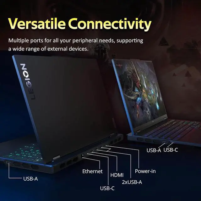 Alt view image 6 of 6 - Lenovo Legion Pro 7 16" WQXGA 240Hz Gaming Laptop, Intel i9-14900HX, 32GB DDR5, 1TB PCle SSD, GeForce RTX 4080, RGB Backlit Keyboard, FHD Camera, Wi-Fi 6E, Win 11, Black, 256GB Docking Station Set