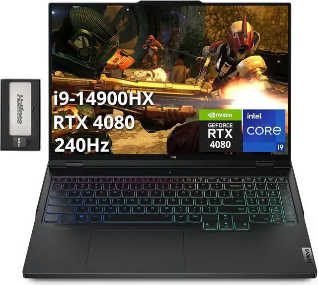 Main image of Lenovo Legion Pro 7 Gaming Laptop, 16" WQXGA 240Hz Display, Intel i9-14900HX, 64GB DDR5, 2TB PCle SSD, GeForce RTX 4080, RGB Backlit Keyboard, Wi-Fi 6E, Win 11 Pro, Black, 256GB Docking Station Set