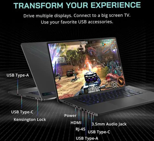 Alt view image 7 of 7 - ASUS ROG Zephyrus G16 16" FHD 165Hz Gaming Laptop, Intel Core i7 13620H, NVIDIA GeForce RTX 4070 8GB GDDR6, 48GB RAM, 2TB SSD, Backlit Keyboard, Win 11 Pro, Gray, 256GB Docking Station Set