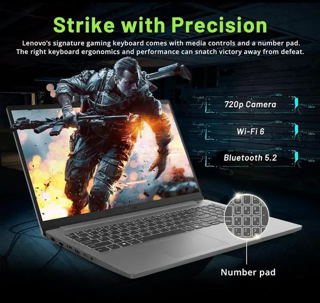 Alt view image 5 of 7 - Lenovo LOQ 15.6" 144Hz FHD Gaming Laptop, Intel Core i5-12450HX, NVIDIA GeForce RTX 2050 4GB GDDR6, 16GB DDR5, 1TB PCIe SSD, Wi-Fi 6, HD 720p Camera, Win 11 Pro, Gray, 256GB Docking Station Set