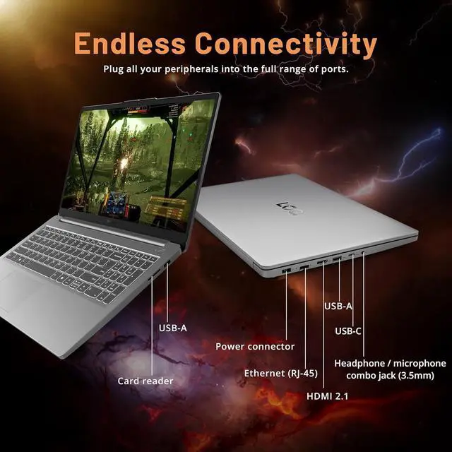 Alt view image 6 of 7 - Lenovo LOQ 15.6" 144Hz FHD Gaming Laptop, Intel Core i5-12450HX, NVIDIA GeForce RTX 2050 4GB GDDR6, 16GB DDR5, 1TB PCIe SSD, Wi-Fi 6, HD 720p Camera, Win 11 Pro, Gray, 256GB Docking Station Set