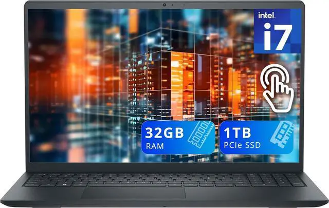 Main image of Dell Inspiron 3530 15.6" FHD Touchscreen Laptop, Intel i7-1355U, 32GB RAM, 1TB PCIe SSD, Intel UHD Graphics, Numeric Keypad, Wi-Fi 6, HD Webcam, Windows 11 Home, Black