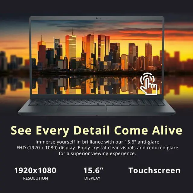 Alt view image 5 of 7 - Dell Inspiron 15.6" FHD Touchscreen Laptop, Intel Core i7-1355U, 16GB RAM, 2TB Storage (1TB SSD+1TB Docking Station Set), Iris Xe Graphics, Numeric Keypad, 720p Webcam, Wi-Fi 6, Windows 11, Black
