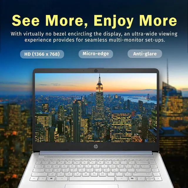 Alt view image 4 of 7 - HP 14" HD Anti-Glare Laptop, Intel Processor N150, 16GB RAM, 288GB Storage(128GB SSD+160GB Docking Station Set), Intel Graphics, 1 Year Office 365, Fast Charge, Wi-Fi 6, Win 11 S, Blue