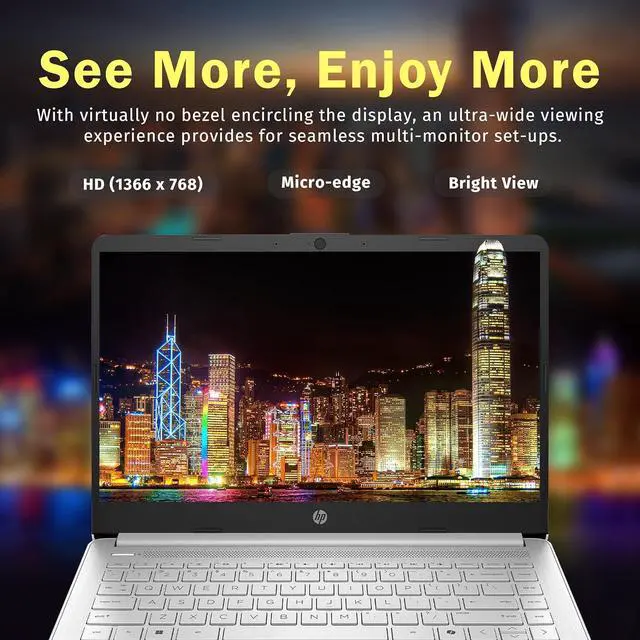 Alt view image 4 of 6 - HP 14" HD Anti-Glare Laptop, Intel Processor N150, 8GB RAM, 288GB Storage(128GB SSD+160GB Docking Station Set), Intel Graphics, 1 Year Office 365, Fast Charge, Wi-Fi 6, Win 11 S, Silver