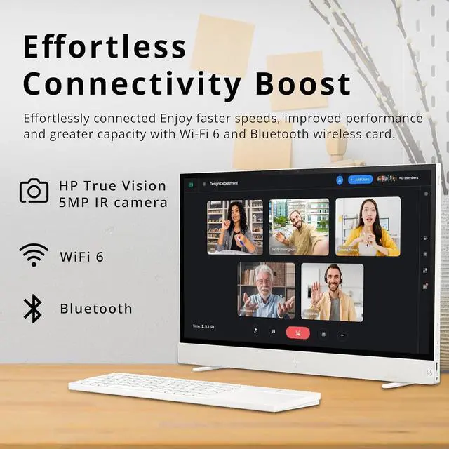 Alt view image 5 of 7 - HP Envy Move All-in-One Desktop, 23.8" QHD Touchscreen Display, Intel i5-1335U, 8GB LPDDR5, 2.28TB Storage(2TB SSD + 288GB Docking Station Set), Intel UHD Graphics, Webcam, Wi-Fi 6, Win 11 Pro, White