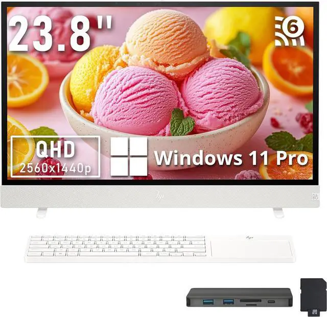 Main image of HP Envy Move All-in-One Desktop, 23.8" QHD Touchscreen Display, Intel i5-1335U, 8GB LPDDR5, 2.28TB Storage(2TB SSD + 288GB Docking Station Set), Intel UHD Graphics, Webcam, Wi-Fi 6, Win 11 Pro, White