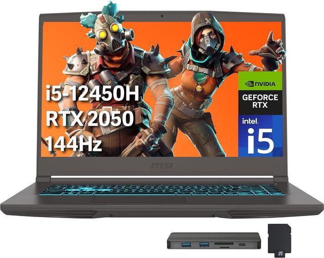 Main image of MSI Thin 15 15.6" 144Hz FHD Display Gaming Laptop, 64GB RAM, 4TB PCIe SSD, Intel i5-12450H, NVIDIA GeForce RTX 2050 GDDR6, Backlit Keyboard, WIFI 6, Black, Win 11 Home, 256GB Docking Station Set