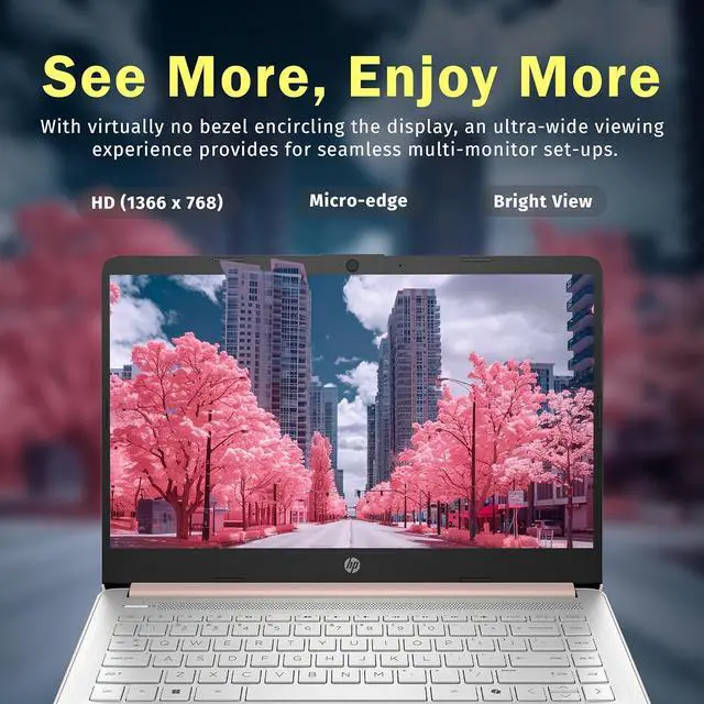 Alt view image 4 of 7 - HP Stream 14" HD Anti-Glare Laptop, Intel Processor N150, 16GB RAM, 288GB Storage (128GB SSD+160GB Docking Station Set),1 Year Office 365, Webcam, Wi-Fi 6, Long Battery Life, Copilot, Win 11 S, Gold
