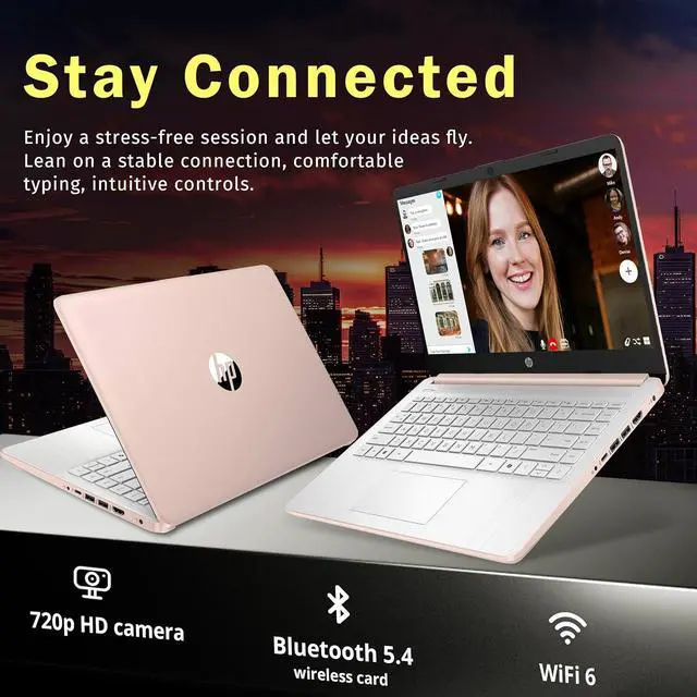Alt view image 5 of 7 - HP Stream 14" HD Anti-Glare Laptop, Intel Processor N150, 16GB RAM, 288GB Storage (128GB SSD+160GB Docking Station Set),1 Year Office 365, Webcam, Wi-Fi 6, Long Battery Life, Copilot, Win 11 S, Gold