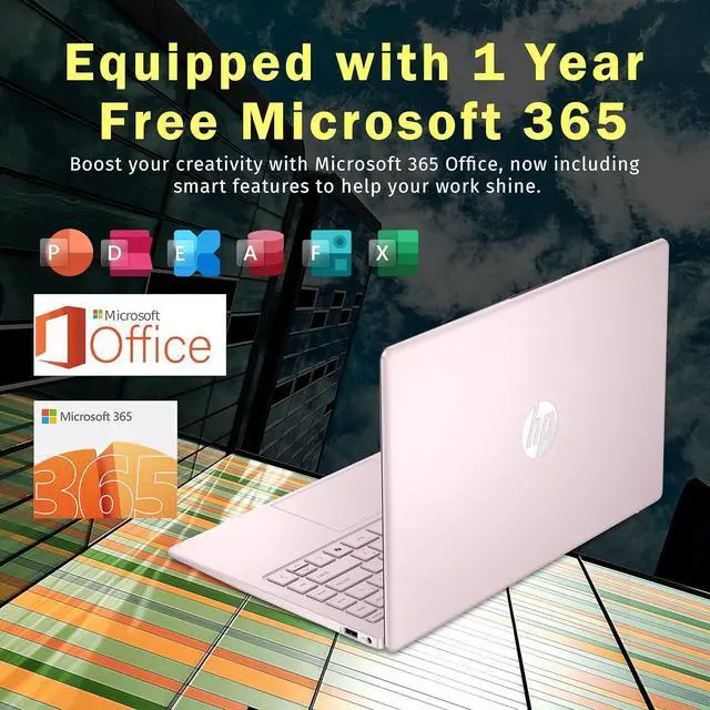 Alt view image 6 of 7 - HP Stream 14" HD Laptop, Intel Processor N150, 8GB RAM, 288GB Storage(128GB SSD+160GB Docking Station Set), Intel Graphics, 1 Year Office 365, Copilot, Fast Charge, Wi-Fi, Win 11 S, Pink