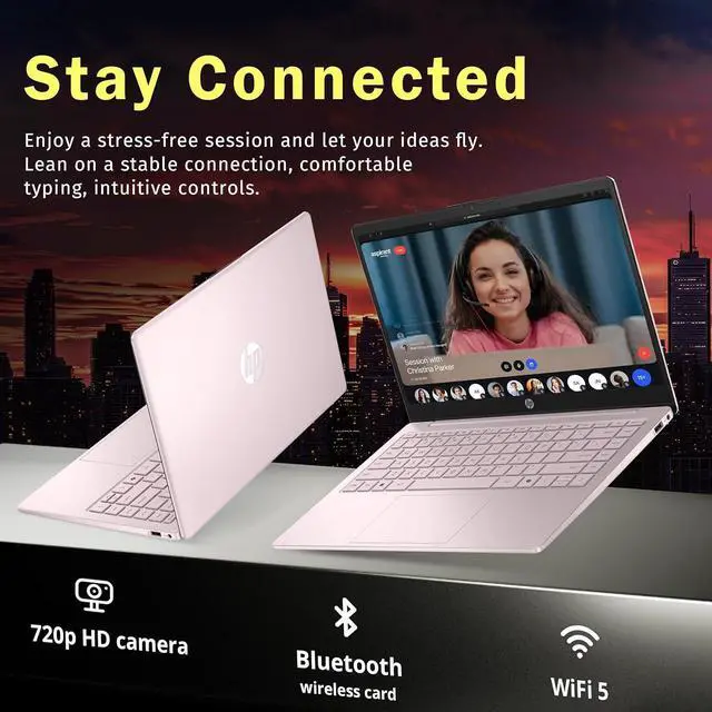 Alt view image 5 of 7 - HP Stream 14" HD Laptop, Intel Processor N150, 8GB RAM, 288GB Storage(128GB SSD+160GB Docking Station Set), Intel Graphics, 1 Year Office 365, Copilot, Fast Charge, Wi-Fi, Win 11 S, Pink