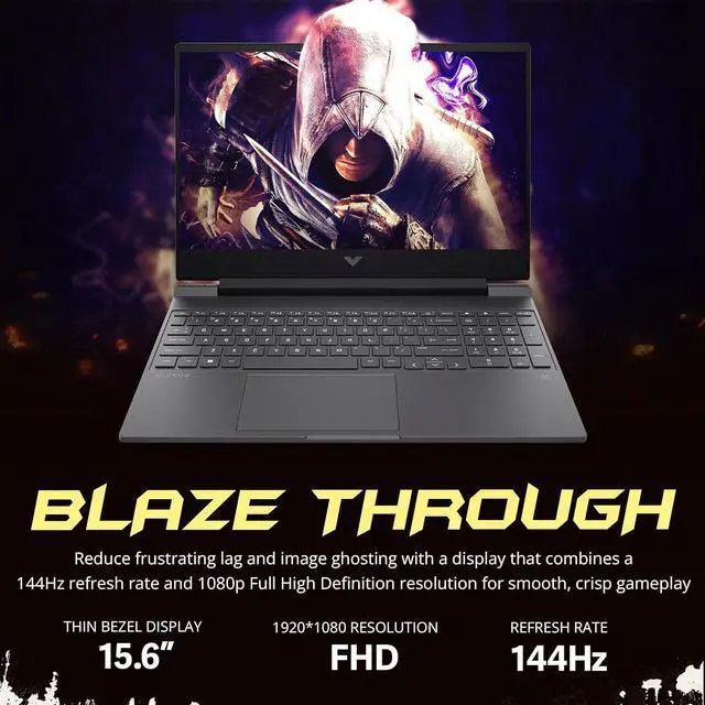 Alt view image 4 of 7 - HP Victus 15.6" 144Hz FHD Gaming Laptop, Intel i5-13420H, 16GB RAM, 512GB PCIe SSD, NVIDIA GeForce RTX 4050, Backlit Keyboard, Windows 11 Pro, Mica Silver, 1TB Docking Station Set