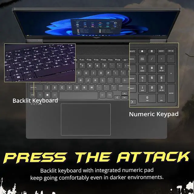 Alt view image 5 of 7 - HP Victus 15.6" 144Hz FHD Gaming Laptop, Intel i5-13420H, 16GB RAM, 512GB PCIe SSD, NVIDIA GeForce RTX 4050, Backlit Keyboard, Windows 11 Pro, Mica Silver, 1TB Docking Station Set