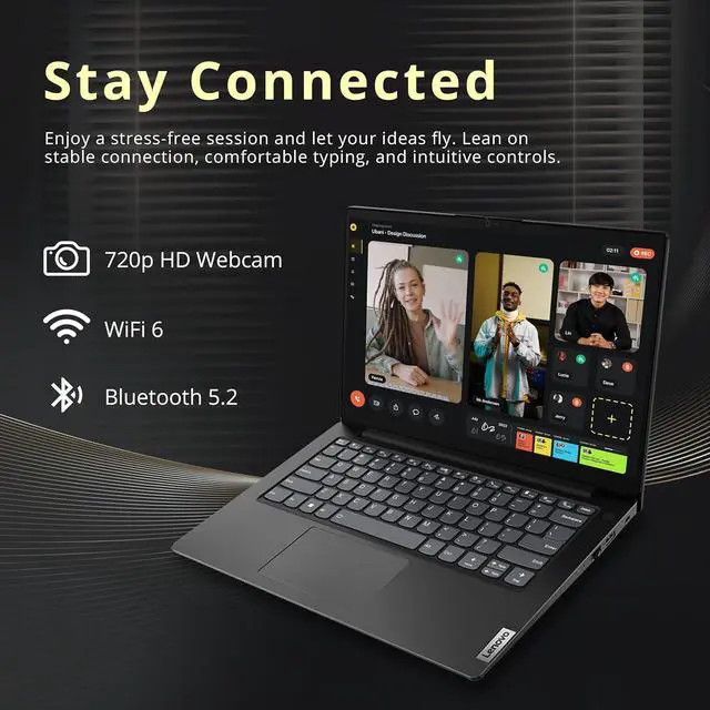 Alt view image 6 of 7 - Lenovo V14 14" FHD Business Laptop, Intel i7-13620H, 16GB DDR4 RAM, 1.16TB Storage(1TB SSD+160GB Docking Station Set), Intel UHD Graphics, Wi-Fi 6, 720p HD Camera, Win 11 Pro, Black