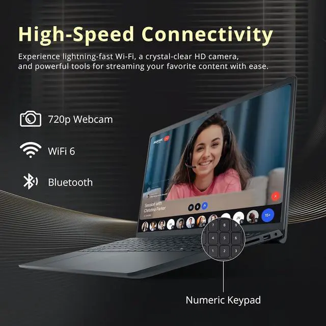 Alt view image 5 of 7 - Dell Inspiron 15.6" FHD Touchscreen Laptop, Intel i5-1334U, 32GB RAM, 1.16TB Storage(1TB SSD+160GB Docking Station Set), Intel UHD Graphics, Full Size Keyboard, Webcam, Copilot, Win 11 Pro, Black