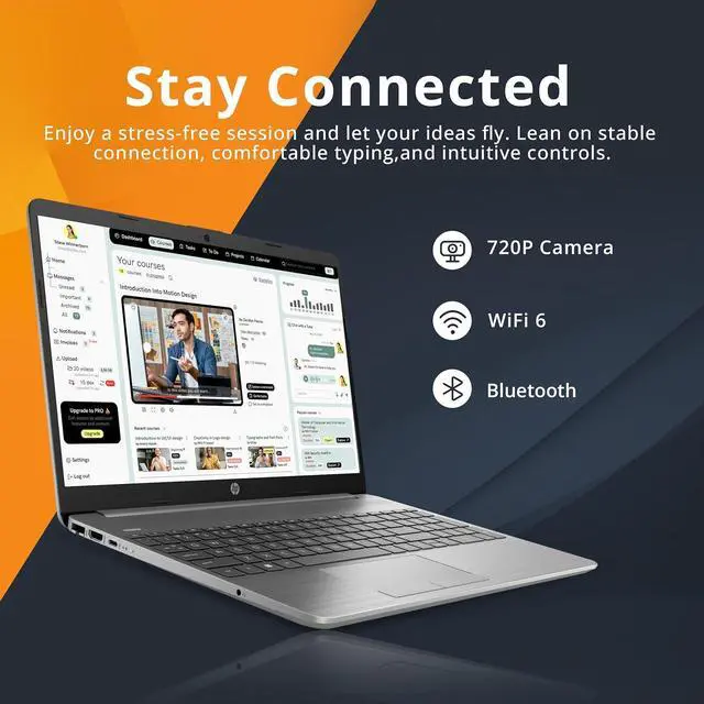 Alt view image 4 of 7 - HP 250 G9 15.6" FHD Anti-Glare Laptop, Intel Core i5-1335U Processor, 16GB RAM, 1.16TB Storage(1TB SSD + 160GB Docking Station Set), Intel Iris Xe Graphics, Wi-Fi 6, 720p Webcam, Win 11 Pro, Silver