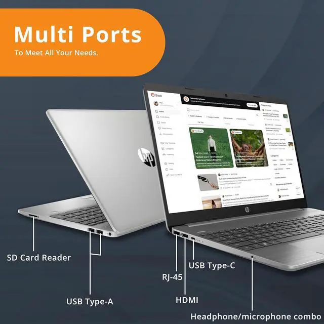 Alt view image 7 of 7 - HP 250 G9 15.6" FHD Anti-Glare Laptop, Intel Core i5-1335U Processor, 16GB RAM, 1.16TB Storage(1TB SSD + 160GB Docking Station Set), Intel Iris Xe Graphics, Wi-Fi 6, 720p Webcam, Win 11 Pro, Silver