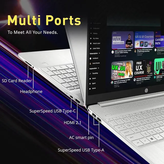 Alt view image 7 of 7 - HP 15.6" FHD Laptop, Intel i5-1135G7,2.16TB Storage(2TB SSD +160GB Docking Station Set), 32GB DDR4 RAM, Intel Iris Xe Graphics, Win 11 Home, Silver