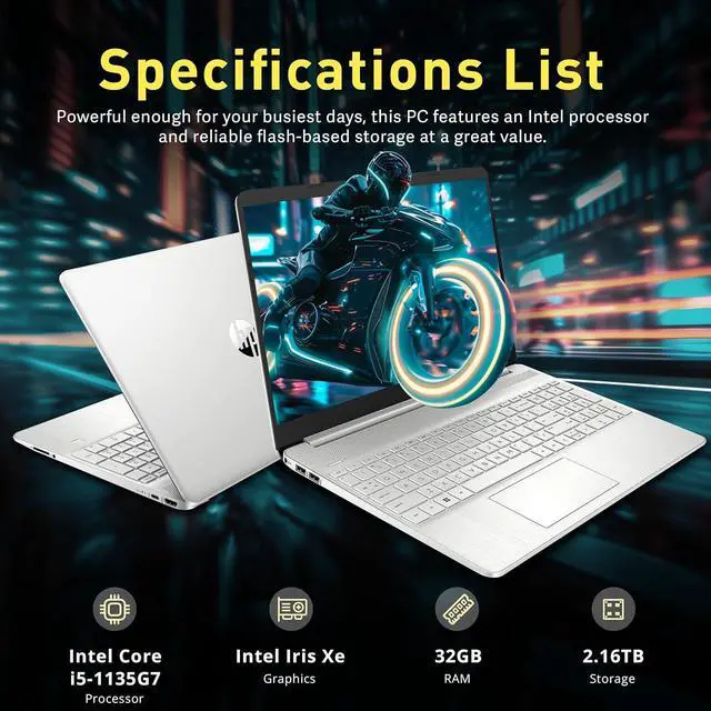 Alt view image 3 of 7 - HP 15.6" FHD Laptop, Intel i5-1135G7,2.16TB Storage(2TB SSD +160GB Docking Station Set), 32GB DDR4 RAM, Intel Iris Xe Graphics, Win 11 Home, Silver