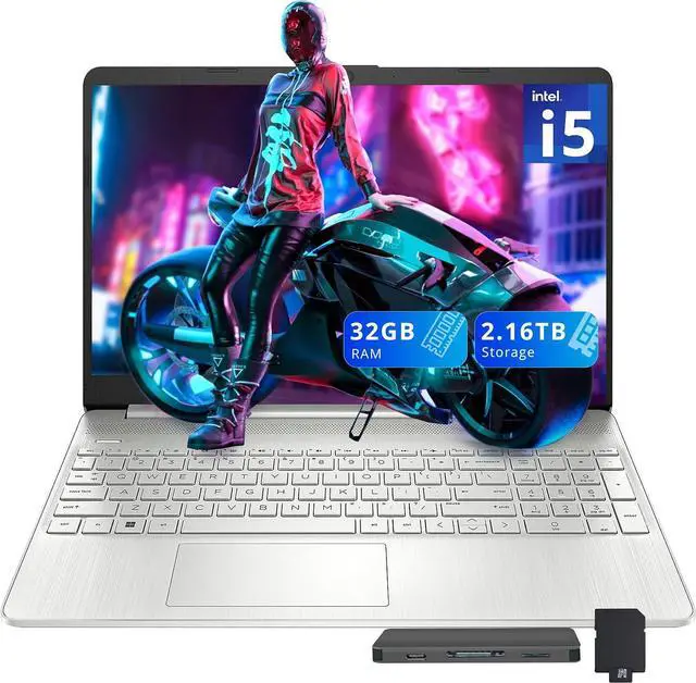 Main image of HP 15.6" FHD Laptop, Intel i5-1135G7,2.16TB Storage(2TB SSD +160GB Docking Station Set), 32GB DDR4 RAM, Intel Iris Xe Graphics, Win 11 Home, Silver