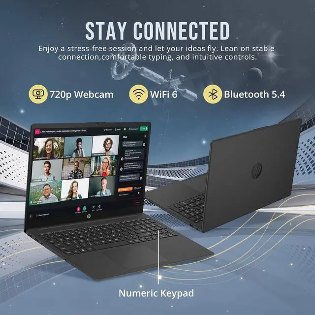 Alt view image 6 of 7 - HP 15.6" FHD IPS Laptop, Intel 7 150U, 800GB Storage (512GB SSD+288GB Docking Station Set),16GB RAM, Intel Graphics, Numeric Keypad, 1 Year Office 365, Windows 11, Black