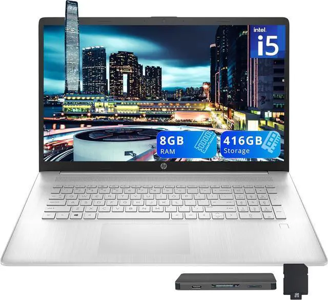 Main image of HP 17.3" FHD IPS Business Laptop, Intel i5-1334U, 8GB RAM, 416GB Storage (256GB SSD+160GB Docking Station Set), Intel Graphics, Full-Size Keyboard, Fingerprint Reader, Wi-Fi 6, Windows 11, Silver