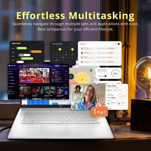 Alt view image 6 of 7 - HP 17.3" FHD IPS Business Laptop, Intel i5-1334U, 8GB RAM, 416GB Storage (256GB SSD+160GB Docking Station Set), Intel Graphics, Full-Size Keyboard, Fingerprint Reader, Wi-Fi 6, Windows 11, Silver