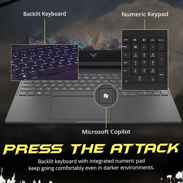 Alt view image 6 of 7 - HP Victus 15.6" 144Hz FHD Gaming Laptop, Intel i5-13420H, 64GB RAM, 2TB PCIe SSD, NVIDIA GeForce RTX 3050, Backlit Keyboard with Num Pad, Camera, Wi-Fi 6, Windows 11, Silver, 1TB Docking Station Set