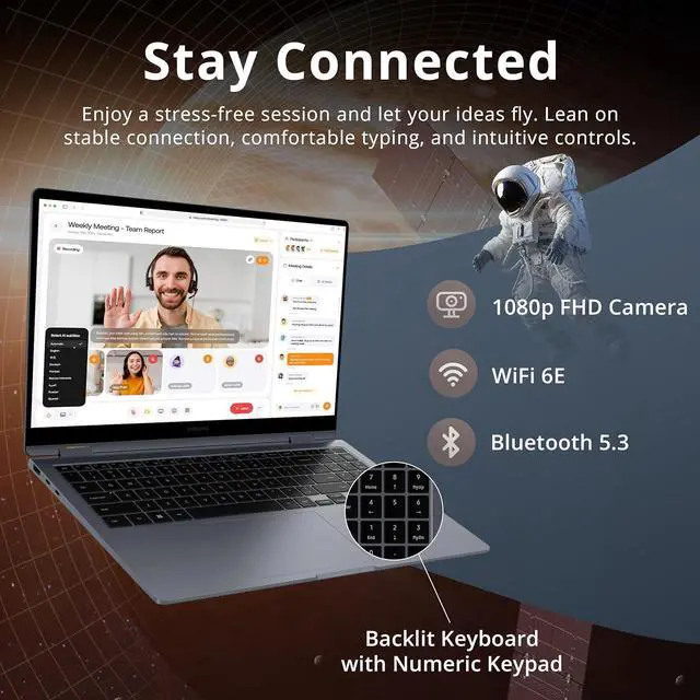 Alt view image 6 of 7 - Samsung Galaxy Book4 2-in-1 15.6" FHD AMOLED Touch Laptop, Intel 7 150U, 16GB LPDDR5, 2TB Storage (1TB SSD+1TB Docking Station Set), Backlit Keyboard, Fingerprint, Wi-Fi 6E, Windows 11 Pro, Gray